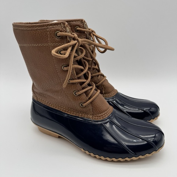 Jambu Shoes - JBU BY JAMBU Womens 8M Navy Waterproof Maplewood Lace-Up Duck Boots B9MAW73